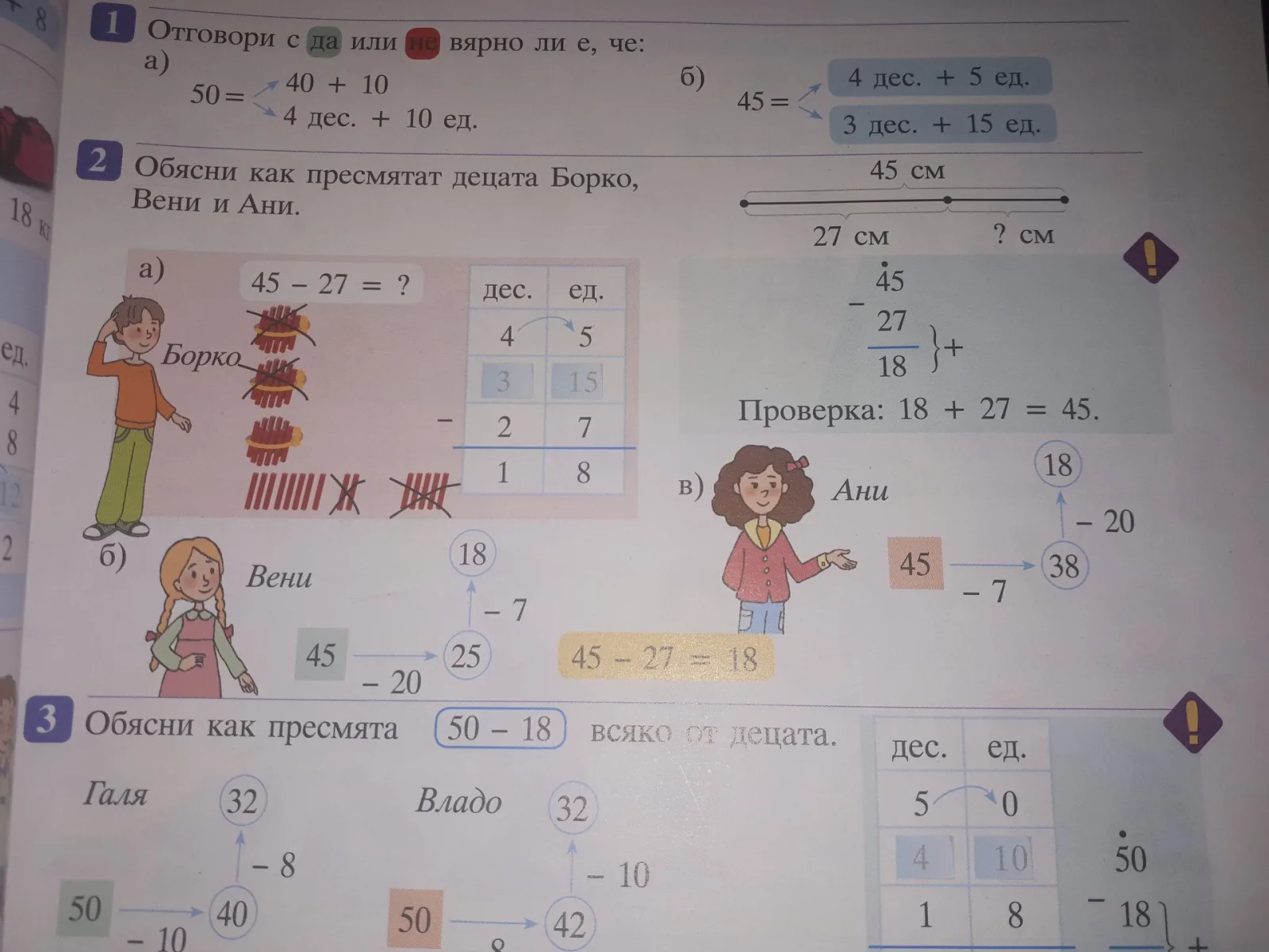 Изваждане на числа до 100 с преминаване